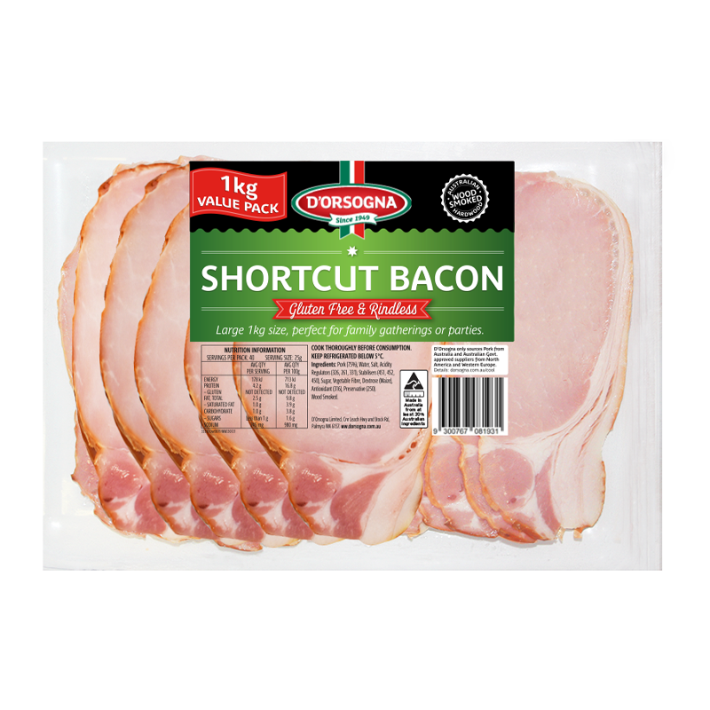 Shortcut Rindless Bacon 1KG