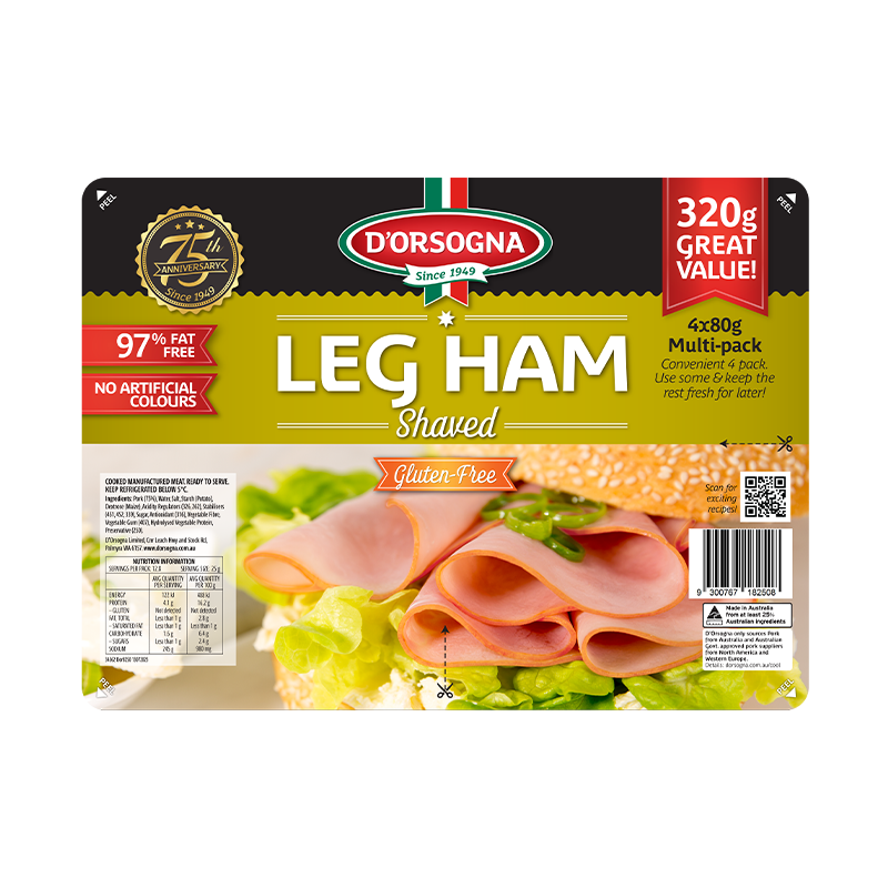 Leg Ham Shaved Quad pack 400g