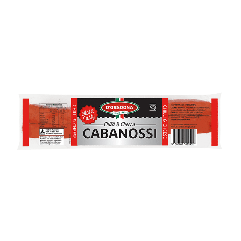 Chilli & Cheese Cabanossi 175g – D'Orsogna