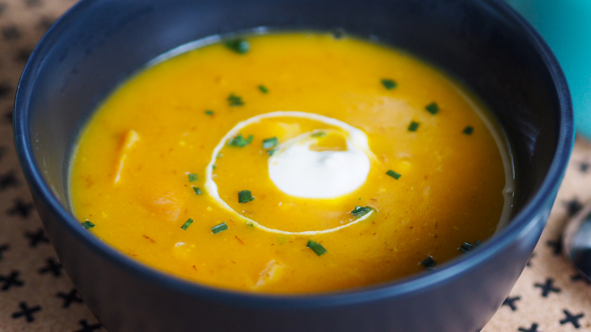 Image of Curried Pumpkin and Bacon Soup