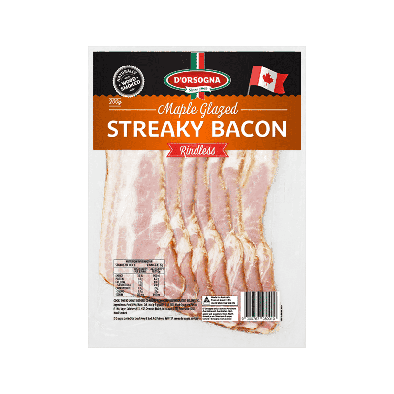 Maple Glazed Streaky Bacon 200g