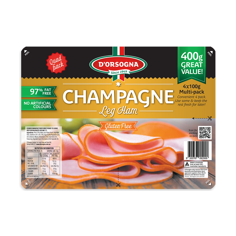 Champagne Leg Ham Quad pack 400g – D’Orsogna