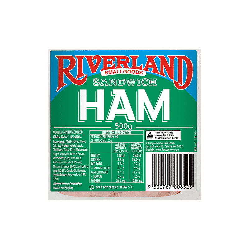 Riverland Sandwich Ham 500g – D'Orsogna