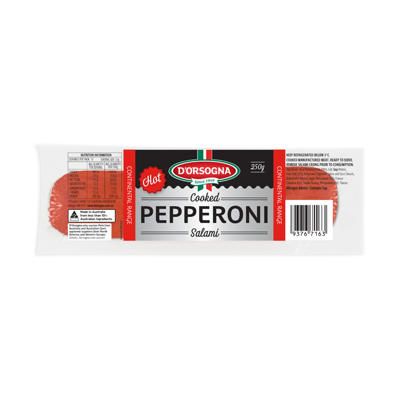 Cooked Pepperoni Salami Hot 250g