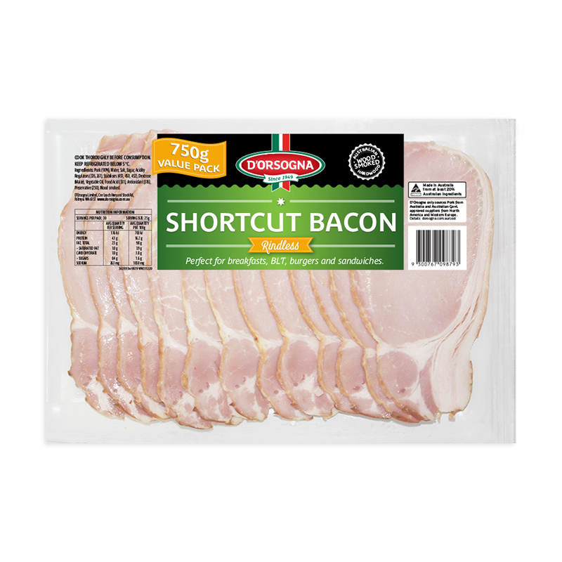 Shortcut Bacon Rindless 750g