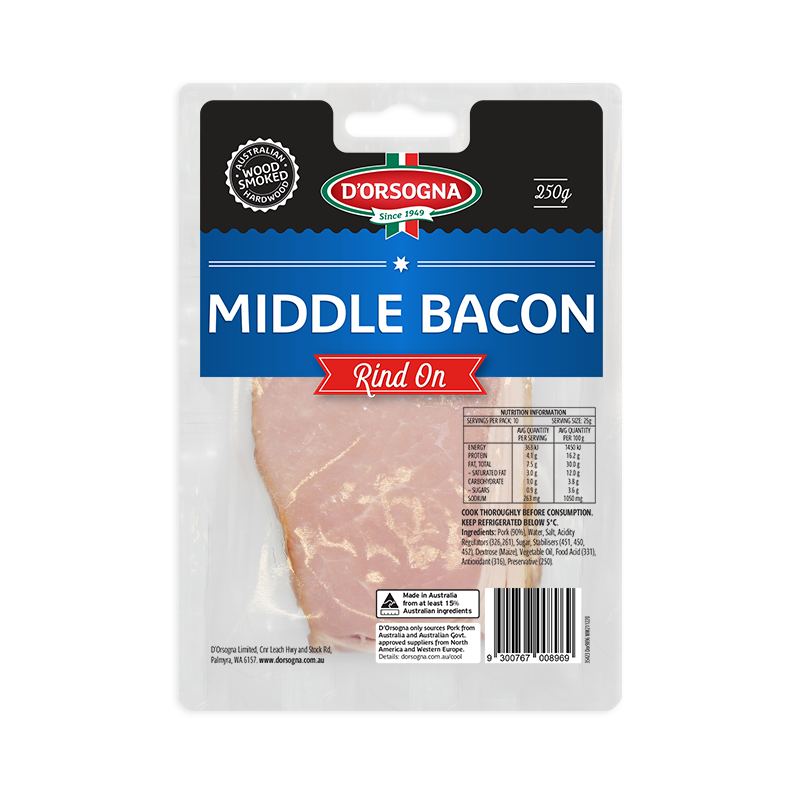 Middle Bacon Rind On 250g