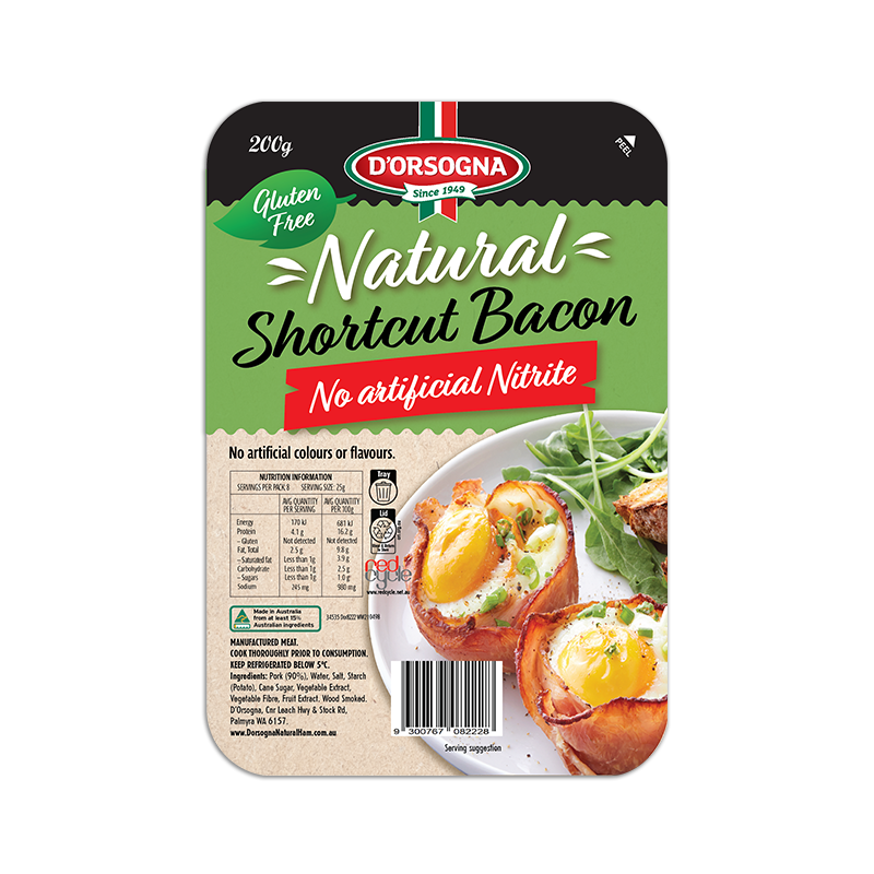 Natural Shortcut Bacon 200g with shadow